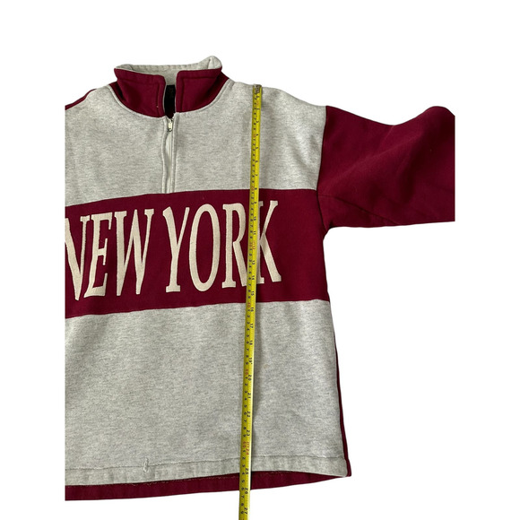 Vintage 90s New York Spellout Mens Large 1/4 Zip Pullover Sweatshirt VTG - Picture 6 of 7